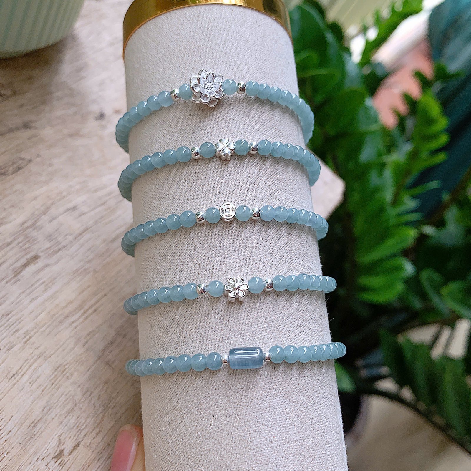 💎 VÒNG TAY LAM THIÊN KHÔNG TỰ NHIÊN MIX CHARM BẠC S925 💎